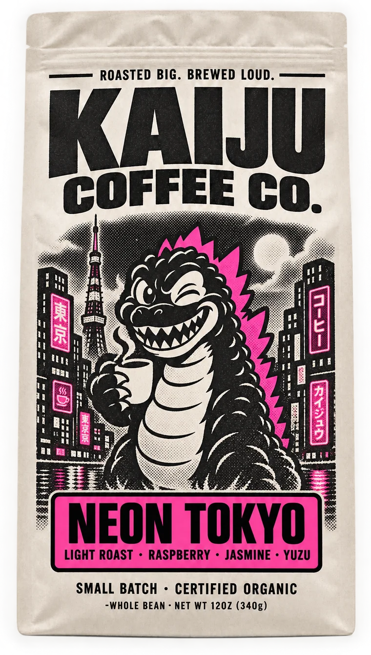 Neon Tokyo coffee bag, light roast, 12oz